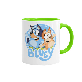 Bluey dog, Mug colored light green, ceramic, 330ml