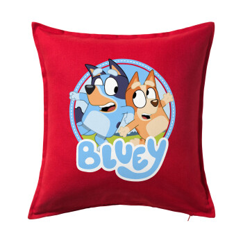Bluey dog, Sofa cushion RED 50x50cm includes filling