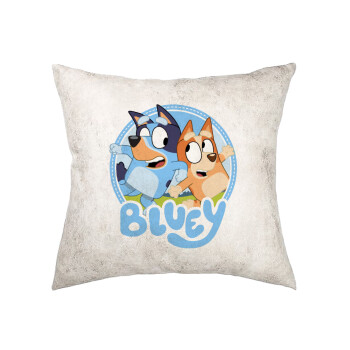 Bluey dog, Μαξιλάρι καναπέ Δερματίνη Γκρι 40x40cm με γέμισμα