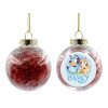 Transparent Christmas tree ball ornament with red filling 8cm