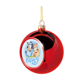 Bluey dog, Χριστουγεννιάτικη μπάλα δένδρου Κόκκινη 8cm
