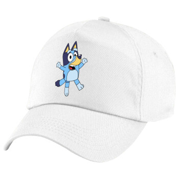 The Bluey, Children's Baseball Cap, 100% Cotton Twill, White (COTTON, CHILDREN'S, UNISEX, ONE SIZE)