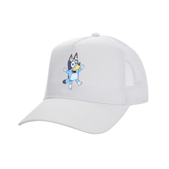 The Bluey, Structured Trucker Adult Hat, with Mesh, WHITE (100% COTTON, ADULT, UNISEX, ONE SIZE)