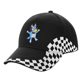 The Bluey, Adult Ultimate BLACK RACING Cap, (100% COTTON DRILL, ADULT, UNISEX, ONE SIZE)