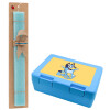 Easter Set, children's snack container BLUE & Easter aromatic flat candle (30cm) (TURQUOISE)