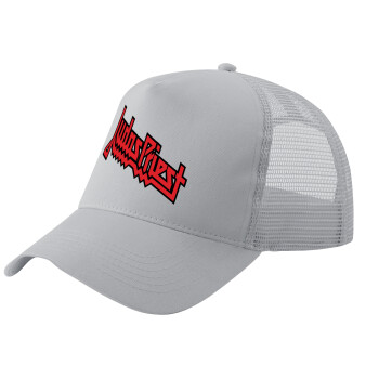 Judas Priest, Adult Structured Trucker Hat, with Mesh, GRAY (100% COTTON, ADULT, UNISEX, ONE SIZE)