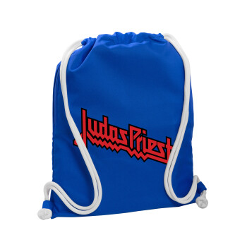 Judas Priest, Backpack pouch GYMBAG Blue, with pocket (40x48cm) & thick cords