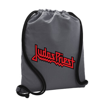 Judas Priest, Τσάντα πλάτης πουγκί GYMBAG ΓΚΡΙ, με τσέπη (40x48cm) & χονδρά κορδόνια