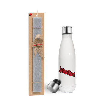 Judas Priest, Easter candle, metallic white thermos bottle (500ml) & aromatic flat candle (30cm) (GRAY)