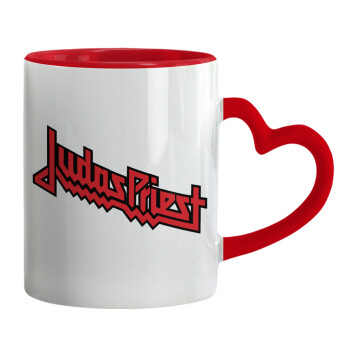 Judas Priest, Mug heart red handle, ceramic, 330ml