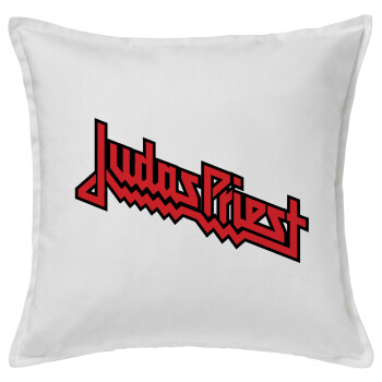Judas Priest, Μαξιλάρι καναπέ ΛΕΥΚΟ 100% βαμβάκι, περιέχεται το γέμισμα (50x50cm)