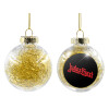 Transparent Christmas tree ball ornament with gold filling 8cm