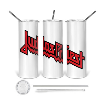 Judas Priest, 360 Eco friendly ποτήρι θερμό (tumbler) από ανοξείδωτο ατσάλι 600ml, με μεταλλικό καλαμάκι & βούρτσα καθαρισμού