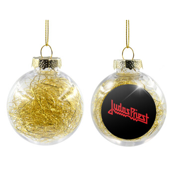 Judas Priest, Transparent Christmas tree ball ornament with gold filling 8cm