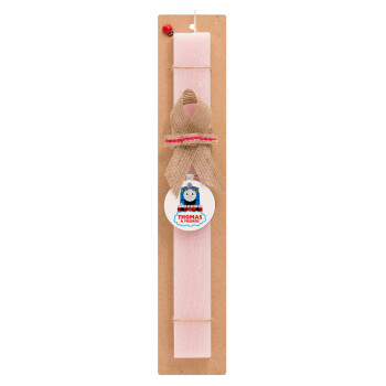 Τόμας το τρενάκι, Easter Set, wooden keychain & scented flat Easter candle (30cm) (PINK)