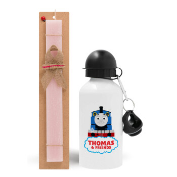 Τόμας το τρενάκι, Easter Set, metallic aluminum bottle (500ml) & aromatic flat Easter candle (30cm) (PINK)