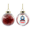 Transparent Christmas tree ball ornament with red filling 8cm