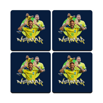Neymar JR, ΣΕΤ 4 Σουβέρ ξύλινα τετράγωνα (9cm)