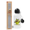 Easter Set, metallic aluminum water bottle (500ml) & aromatic flat Easter candle (30cm) (GRAY)