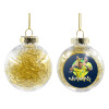 Transparent Christmas tree ball ornament with gold filling 8cm