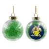 Transparent Christmas tree ball ornament with green filling 8cm