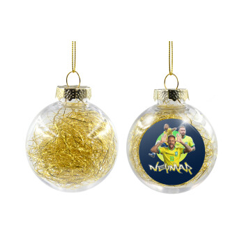 Neymar JR, Transparent Christmas tree ball ornament with gold filling 8cm