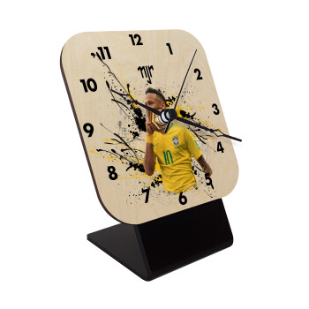 Neymar JR, Quartz Table clock in natural wood (10cm)