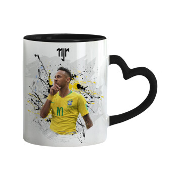 Neymar JR, Mug heart black handle, ceramic, 330ml