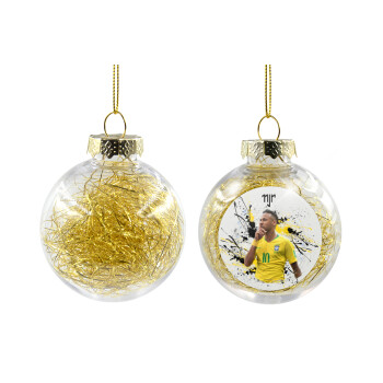 Neymar JR, Transparent Christmas tree ball ornament with gold filling 8cm