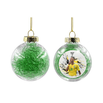 Neymar JR, Transparent Christmas tree ball ornament with green filling 8cm