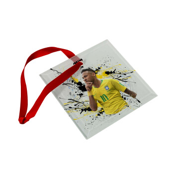 Neymar JR, Christmas ornament, glass square ornament 9x9cm