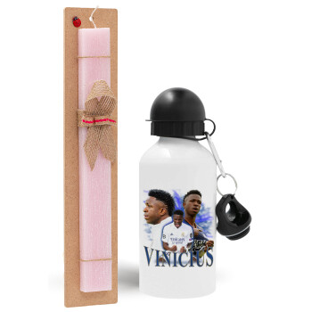 Vinicius Junior, Easter Set, metallic aluminum bottle (500ml) & aromatic flat Easter candle (30cm) (PINK)