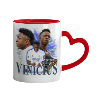 Vinicius Junior, Mug heart red handle, ceramic, 330ml