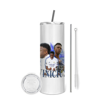 Vinicius Junior, Eco friendly ποτήρι θερμό (tumbler) από ανοξείδωτο ατσάλι 600ml, με μεταλλικό καλαμάκι & βούρτσα καθαρισμού