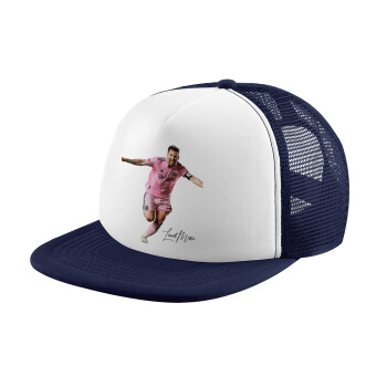 Lionel Messi inter miami jersey, Adult Soft Trucker Hat with Dark Blue/White Mesh (POLYESTER, ADULT, UNISEX, ONE SIZE)