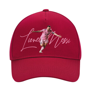 Lionel Messi inter miami jersey, Adult Ultimate Hat RED, (100% COTTON DRILL, ADULT, UNISEX, ONE SIZE)