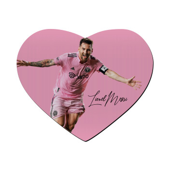Lionel Messi inter miami jersey, Mousepad καρδιά 23x20cm