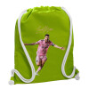 Backpack bag GYMBAG LIME GREEN, with pocket (40x48cm) & thick cords