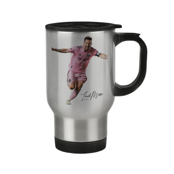 Lionel Messi inter miami jersey, Stainless steel travel mug with lid, double wall 450ml