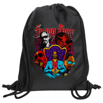 Snoop Dogg, Backpack pouch GYMBAG Black, with pocket (40x48cm) & thick cords