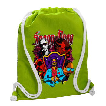 Snoop Dogg, Backpack bag GYMBAG LIME GREEN, with pocket (40x48cm) & thick cords