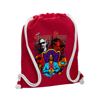 Snoop Dogg, Backpack pouch GYMBAG Red, with pocket (40x48cm) & thick cords