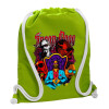 Backpack bag GYMBAG LIME GREEN, with pocket (40x48cm) & thick cords