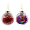 Transparent Christmas tree ball ornament with red filling 8cm