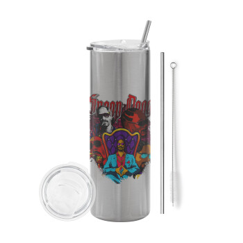 Snoop Dogg, Eco friendly stainless steel Silver tumbler 600ml, with metal straw & cleaning brush
