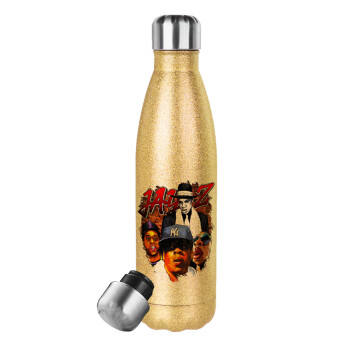 JAY-Z, Glitter gold stainless steel thermos bottle, double-walled, 500ml