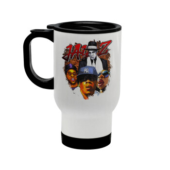 JAY-Z, Stainless steel travel mug with lid, double wall white 450ml