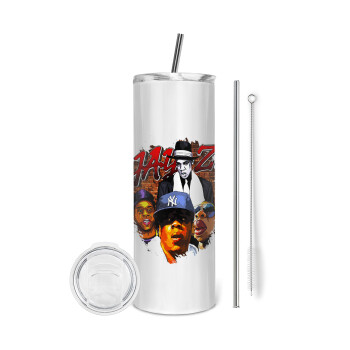 JAY-Z, Eco friendly ποτήρι θερμό (tumbler) από ανοξείδωτο ατσάλι 600ml, με μεταλλικό καλαμάκι & βούρτσα καθαρισμού