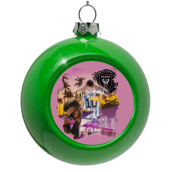 Lionel Messi Miami, Green Christmas tree ornament bauble 8cm