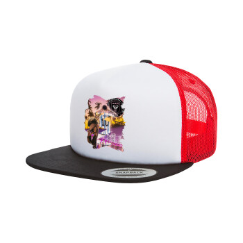 Lionel Messi Miami, Adult Foam Flat Snapback with Mesh Black-White-Red (POLYESTER, ADULT, UNISEX, ONE SIZE)